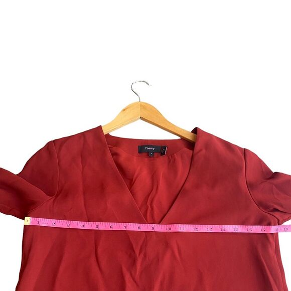 Theory Ulyssa Admiral Crepe Shift Dress Size S Brick Rust Red Bell Sleeve - Picture 10 of 12